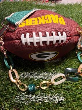 Green Bay Packers Football Crossbody Bag - Brown & Green